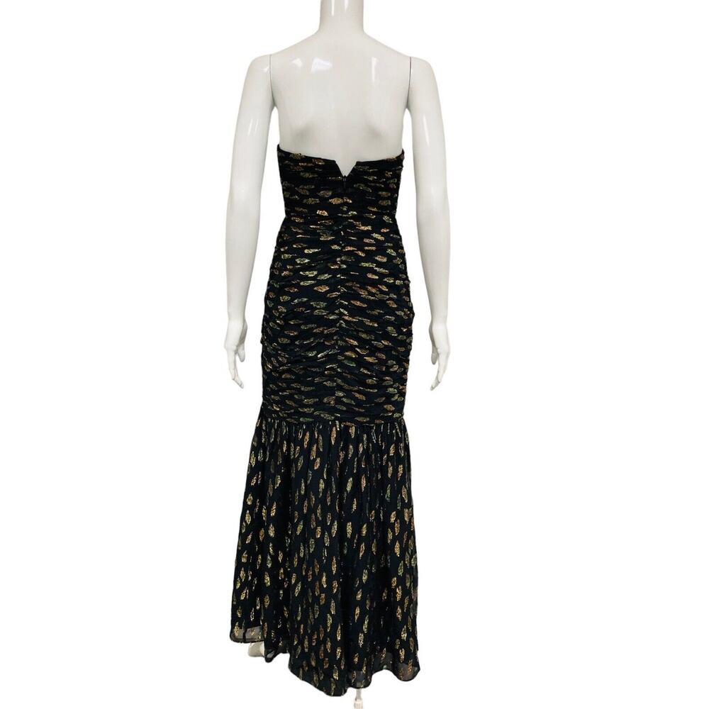 SHOSHANNA Black Metallic Embroidered Strapless Evening Maxi Gown Dress Size 0 - Picture 4 of 8